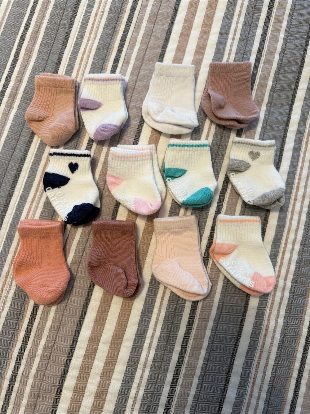 Pack of Mixed Pastel Baby Socks - Pink, Cream, White